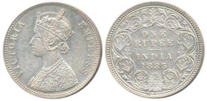 Victoria Empress, Silver Rupee, 1883, Calcutta Mint, A1 / I / C incuse, (Prid 122). Extrem