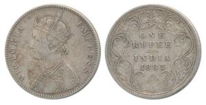 Victoria Empress, Silver Rupee, 1883, Bombay Mint, A3 / I / No mint mark, (Prid 161). Very