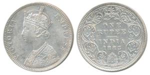 Victoria Empress, Silver Rupee, 1883, Bombay Mint, A3 / I / dot, (Prid 162). Very Fine+, S