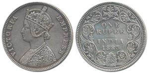 Victoria Empress, Silver Rupee, 1883, Bombay Mint, A3 / I / B raised, (Prid 164). Very Fin
