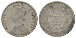 Victoria Empress, Silver Rupee, 1883, Bombay Mint, Mule, A1 / I / B raised, Unlisted in Pr