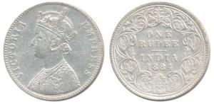 Victoria Empress, Silver Rupee, 1884, Bombay Mint, Mule, A1 / I / B raised, Unlisted in Pr