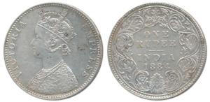 Victoria Empress, Silver Rupee, 1884, Bombay Mint, A6 / I / B raised, Unlisted in Pridmore