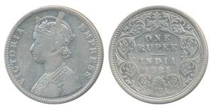 Victoria Empress, Silver Rupee, 1885, Calcutta Mint, C2 / I / C incuse, (Prid 125 listed a
