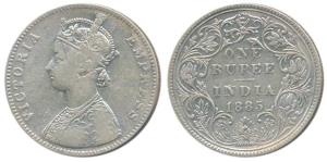 Victoria Empress, Silver Rupee, 1885, Bombay Mint, A3 / II / B raised in top and bottom fl