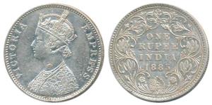Victoria Empress, Silver Rupee, 1885, Bombay Mint, A3 / IV / B raised, Unlisted in Pridmor