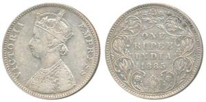 Victoria Empress, Silver Rupee, 1885, Bombay Mint, A3 / IV / B incuse, Unlisted in Pridmor