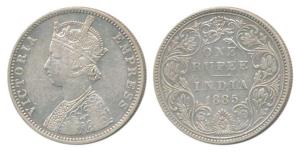 Victoria Empress, Silver Rupee, 1885, Bombay Mint, C2 / II / B raised, Unlisted in Pridmor