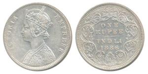 Victoria Empress, Silver Rupee, 1886, Calcutta Mint, C4 / I / C incuse, C4 is a recently d