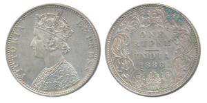 Victoria Empress, Silver Rupee, 1886, Bombay Mint, C2 / I / B incuse, (Prid 171). About Un
