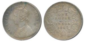 Victoria Empress, Silver Rupee, 1887, Bombay Mint, A3 / I / B incuse, inverted B, (Prid 17