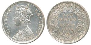 Victoria Empress, Silver Rupee, 1888, Calcutta Mint, C3 / I / C incuse; Bombay Mint, C2 / 
