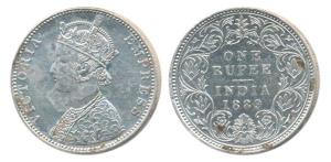 Victoria Empress, Silver Rupee, 1889, Bombay Mint, C2 / I / B raised, (Prid 176). Extremel