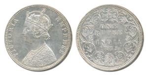 Victoria Empress, Silver Rupee, 1889, Bombay Mint, C2 / I / B incuse, (Prid 177). About Un