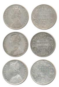 Victoria Empress, Silver Rupee, 1892, Calcutta Mint, C3 / I / C incuse; Bombay Mint, C2 / 