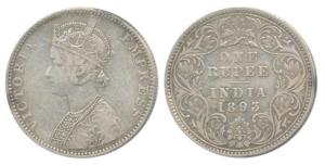 Victoria Empress, Silver Rupee, 1893, Bombay Mint, C2 / I / B incuse, 3 over 2 in date, ol