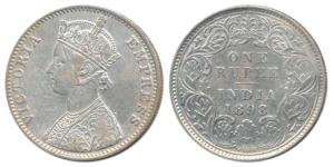 Victoria Empress, Silver Rupee, 1898, Calcutta Mint, C3 / I / C incuse, (Prid 137). Very F