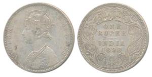 Victoria Empress, Silver Rupee, 1898, Bombay Mint, C2 / I / B incuse, 8 over 7 in date, Ol
