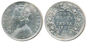Victoria Empress, Silver Rupee, 1900, Bombay Mint, C2 / I / B incuse, Unlisted in Pridmore