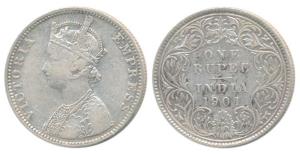 Victoria Empress, Silver Rupee, 1901, Bombay Mint, C2 / I / B incuse, (Prid 188). Very Fin