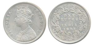 Victoria Empress, Silver Rupee, 1901, Calcutta Mint, Mule, A4 / I / C incuse, left over ob