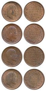 Edward VII, Copper ¼ Anna, 1903, Calcutta Mint, (Prid 646), About Extremely Fine; 1904, Ca