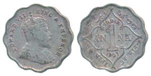Edward VII, Cupro-Nickel Anna, 1907, Bombay Mint, B incuse, (Prid 926). Very Fine.
