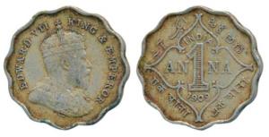 Edward VII, Cupro-Nickel Anna, 1909, Bombay Mint, B incuse, (Prid 928). Very Fine+, Scarce