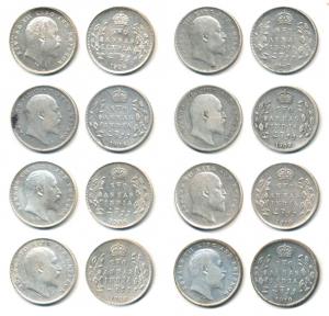 Edward VII, Silver 2 Annas, 1903, Calcutta Mint, (Prid 556), Uncirculated; 1904, Calcutta 