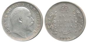 Edward VII, Silver ½ Rupee, 1905, Calcutta Mint, No mint mark, (Prid 309). Very Fine+, Sca