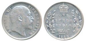 Edward VII, Silver Rupee, 1903, Bombay Mint, B incuse and without dot on the vine, (Prid 1