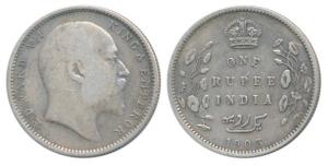 Edward VII, Silver Rupee, 1903, Calcutta Mint, Urdu error with 4 dots on the left instead 