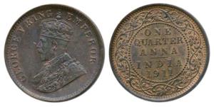 George V, Bronze ¼ Anna, 1911, Calcutta Mint, (Prid 656). About Uncirculated, Scarce.