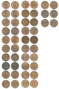George V, Bronze ¼ Anna, 1917, Calcutta Mint, (Prid 662); 1918, Calcutta Mint, (Prid 663);