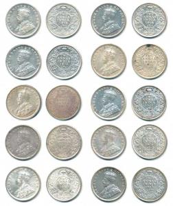 George V, Silver 2 Annas, 1912, Calcutta Mint, (Prid 565); Bombay Mint, (Prid 571); 1913, 