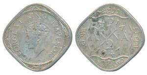 George VI, Cupro-Nickel ½ Anna, 1947, Bombay Mint, Dots within dashes on either side of da