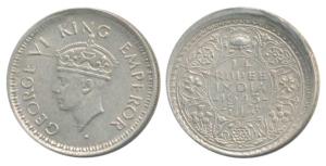 George VI, Half Silver ¼ Rupee, 1943, Bombay Mint, reverse II / diamond, slightly off cent