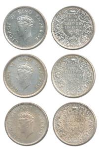 George VI, Silver ½ Rupee, 1938, Bombay Mint, A / I / dot; 1939, Calcutta Mint, 1st head, 