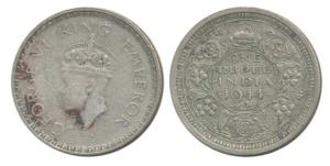 George VI, Half Silver Rupee, 1944, Bombay Mint, C / Ia, Unreported in any reference catal