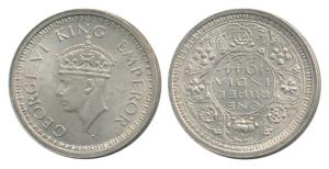 George VI, Half Silver Rupee, 1944, Bombay Mint, D / Ia / dot, inverted die axis, Unreport