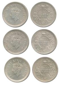 George VI, Half Silver Rupee, 1944, All Lahore Mint, D / Ia, (Prid), thin and small L; thi