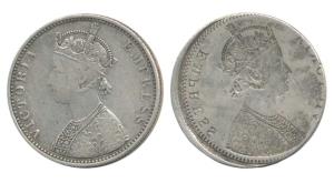 Victoria Empress, Silver Rupee, Error, Brockage, nice deep and complete lakhi impression o