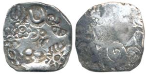 Archaic Punch Marked Coinage, Kosala Janapada (5th century BC), Silver Karshapana, 2.91g, 