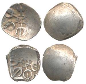 Archaic Punch Marked Coinage, attributed to Gandhara Janapada (c. 450-400 BC), uniface Sil