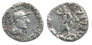 Indo-Greeks, Archebios (c. 80-60 BC), Silver Drachm, 2.12g, obv. helmeted bust of the rule