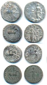 Indo-Scythian, Azes (c. 57-35 BC), Silver Drachm (4), king holding spear mounted on a hors
