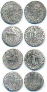 Indo-Scythian, Azes, Silver Drachm (4), king holding spear mounted on a horse to right on 