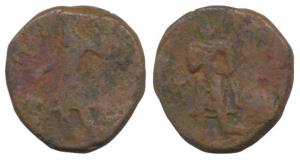 Kushanas, Kanishka I (130-158 AD), Copper Unit, 15.11g, with the Buddha’s image, obv. king