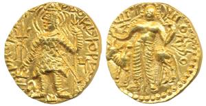 Kushanas, Vasudeva II (290-310 AD), Gold Dinar, 7.77g, obv. king standing facing, head lef