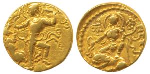 Guptas, Chandragupta II, Gold Dinar, 7.74g, Lion-Slayer type, obv. king slaying a lion wit